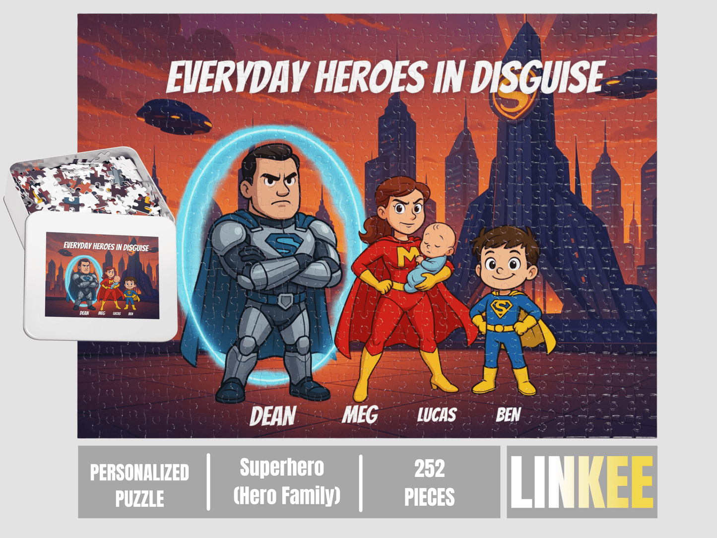 Your Custom Themed Family Puzzle – Heroes & Friendship Edition